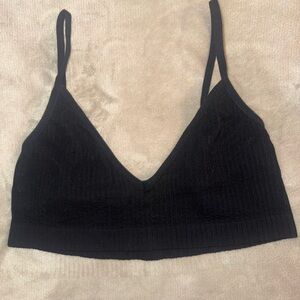 Auden Black Ribbed V-Neck Bralette